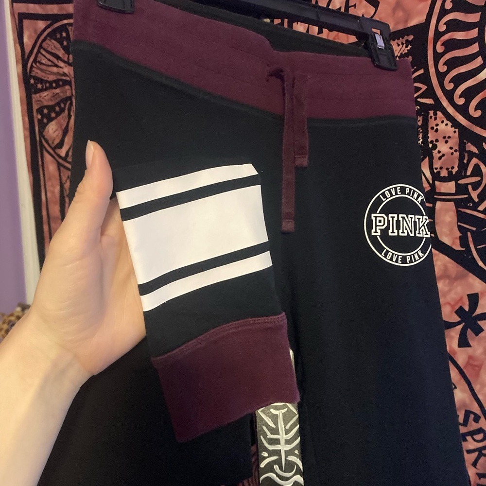Victoria's Secret Black and Burgundy Joggers